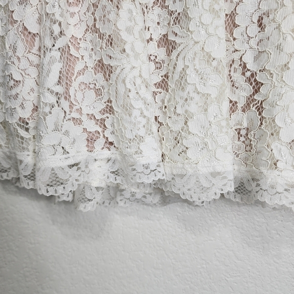 Gianni Bini Lace Pleated Cream Boho Skirt Size M - Picture 4 of 11